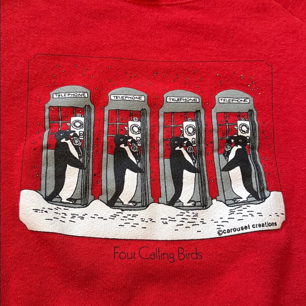90’s Four Calling Birds Vintage Christmas Crewneck Sweater - Picture 2 of 10